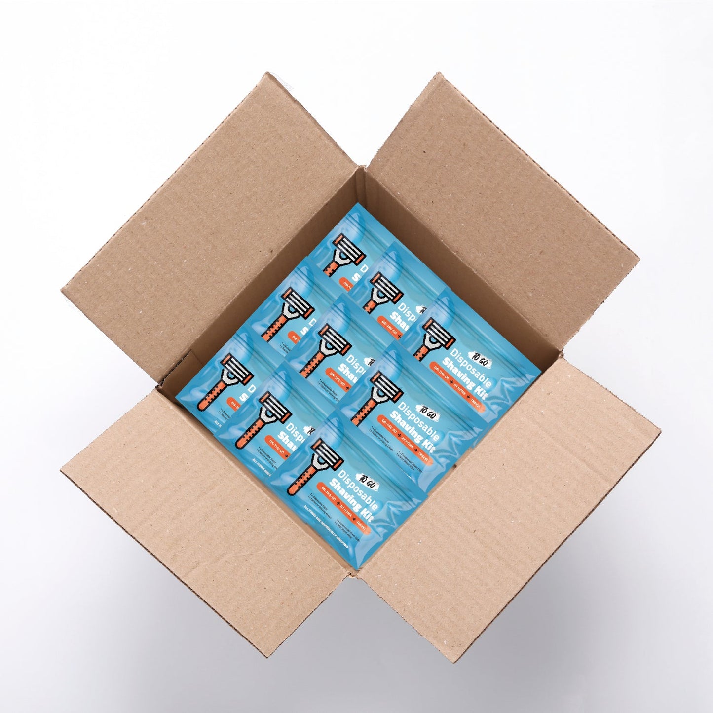 50 Pack – Bulk Shaving Kits with Razor, Shaving Cream, Washcloth, and Aftershave Wipe – Individual Hygiene Packs for Shelters, Charities, and Travel Programs