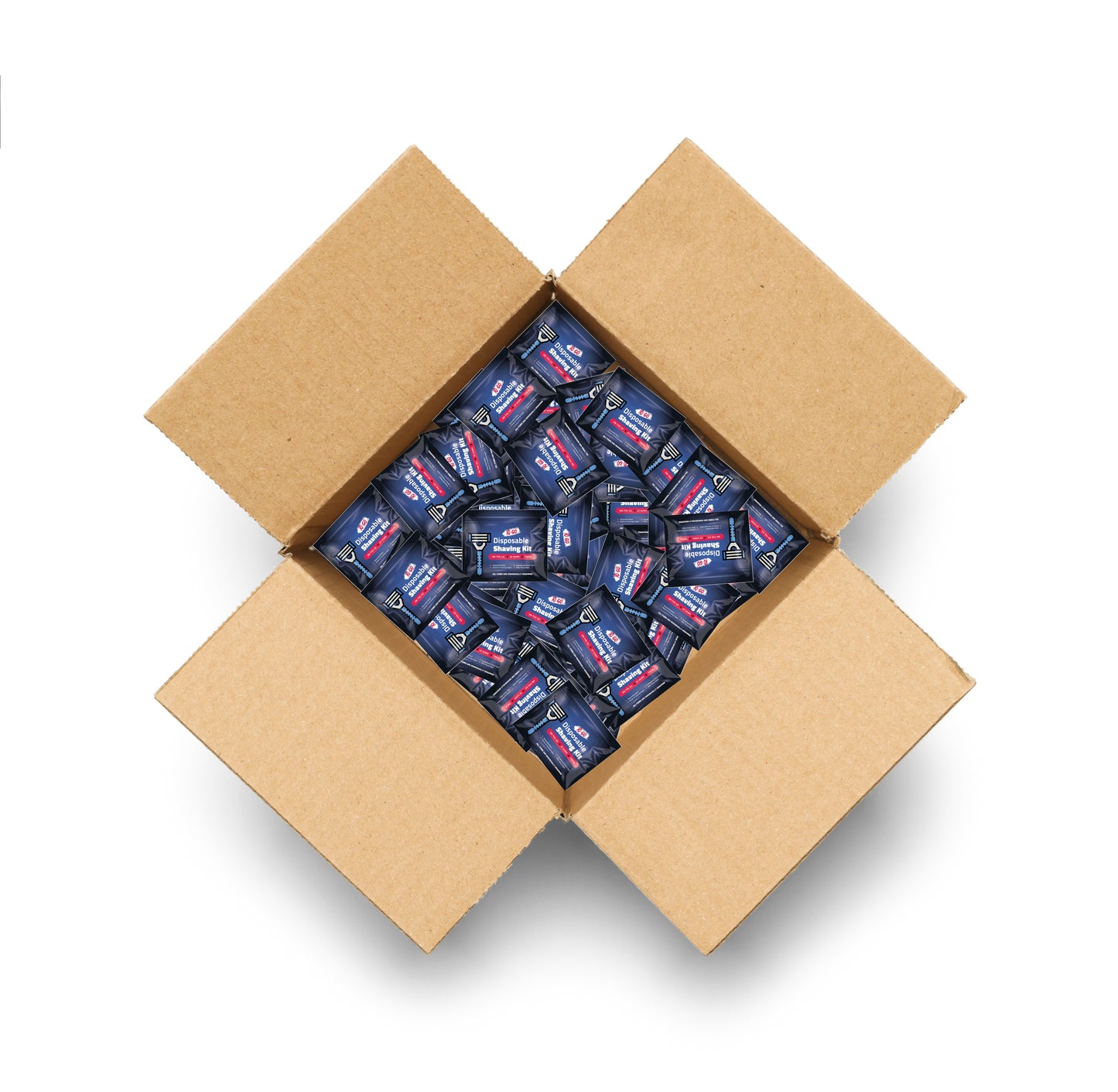 50 Pack – Bulk Shaving Kits with Razor, Shaving Cream, Washcloth, and Aftershave Wipe – Individual Hygiene Packs for Shelters, Charities, and Travel Programs