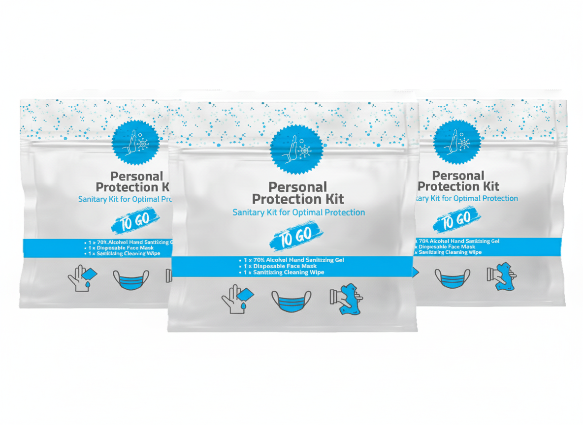 PPE Kit – With Face Mask, Hand Sanitizer & Alcohol Wipes