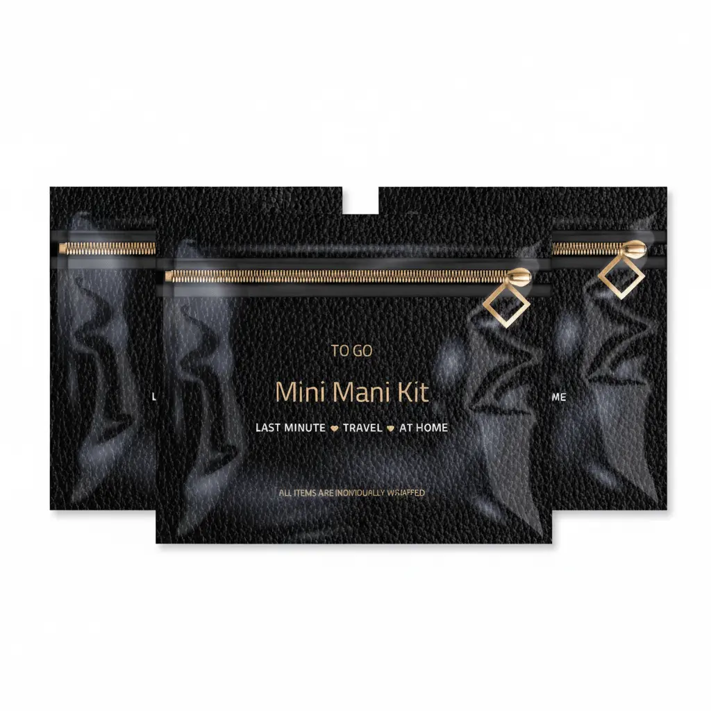 Set of three Black Mini Manicure Kits displayed side by side — compact, stylish nail care kits perfect for gifting, travel, or everyday use.