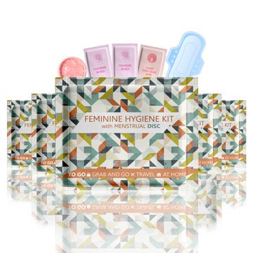Menstrual Disc Kit with Pad, Wipes & Hand Sanitizer – Compact Period Essentials On the Go (Tan)