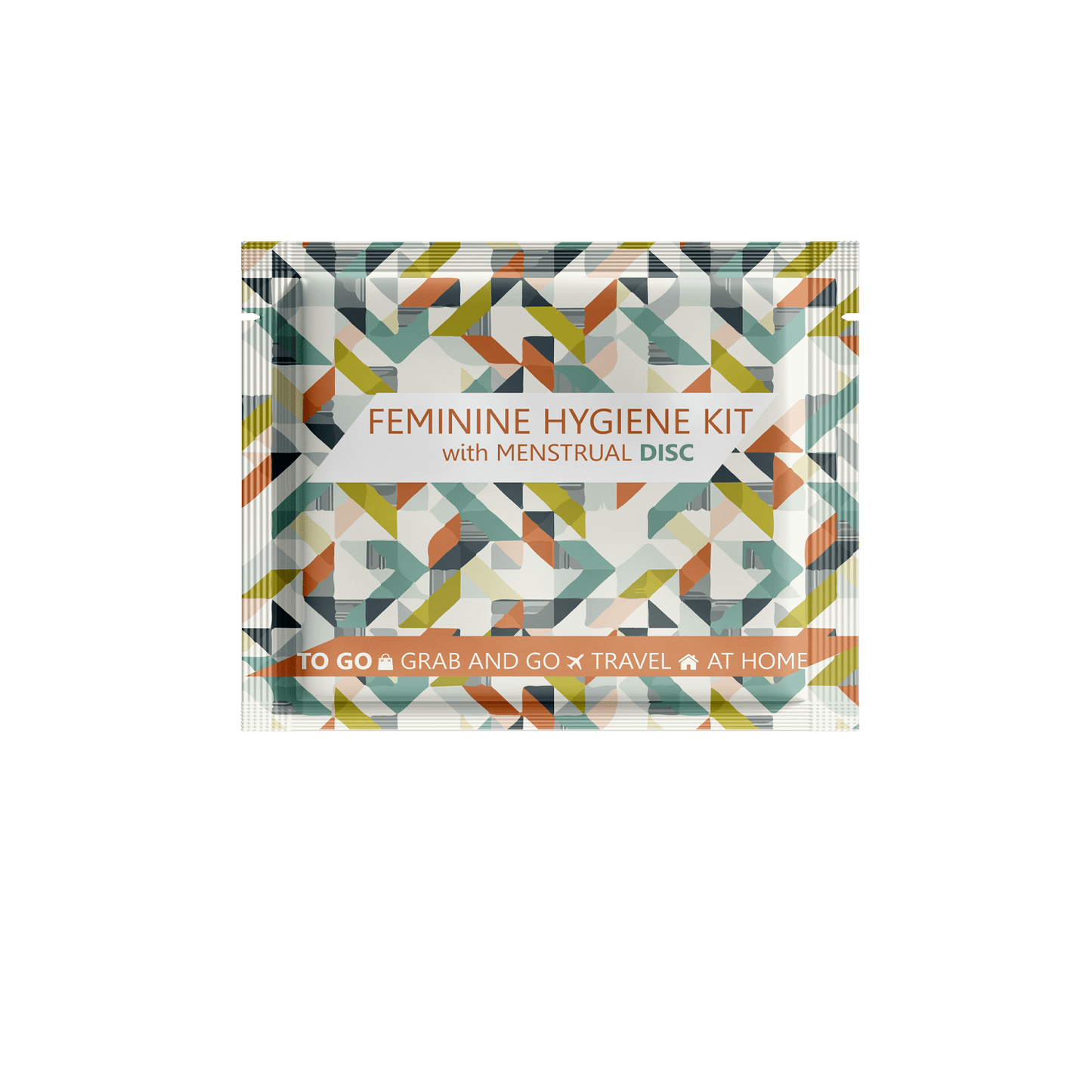 Feminine Hygiene Kit with Menstrual Disc in an individual, grab and go travel packet.