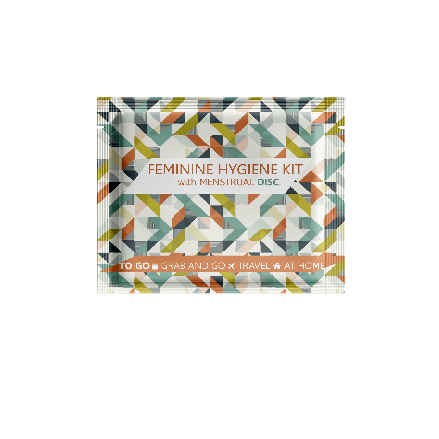 Feminine Hygiene Kit with Menstrual Disc in an individual, grab and go travel packet.