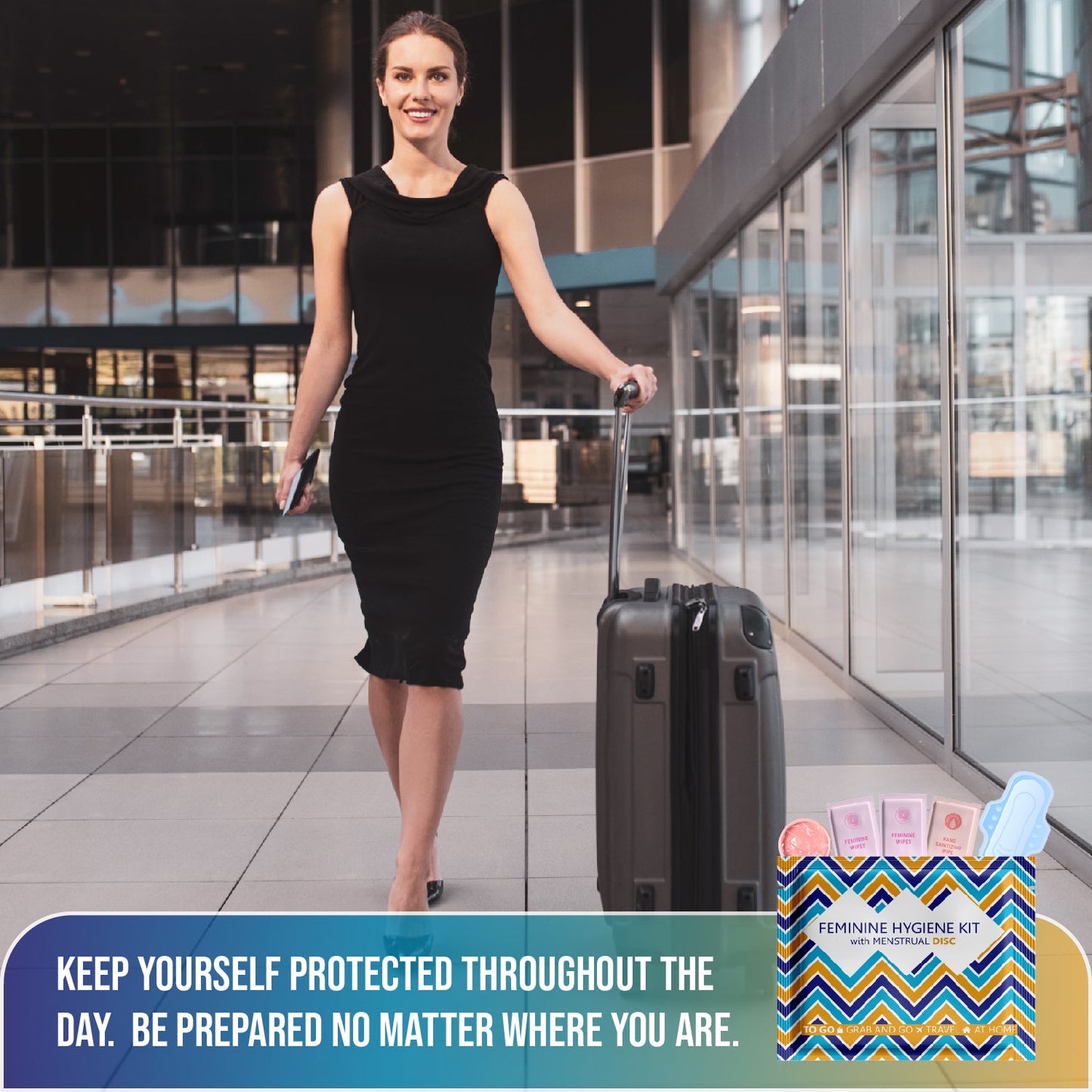 Menstrual Disc Kit with Pad, Wipes & Hand Sanitizer – Compact Period Essentials On the Go (Zig Zag)