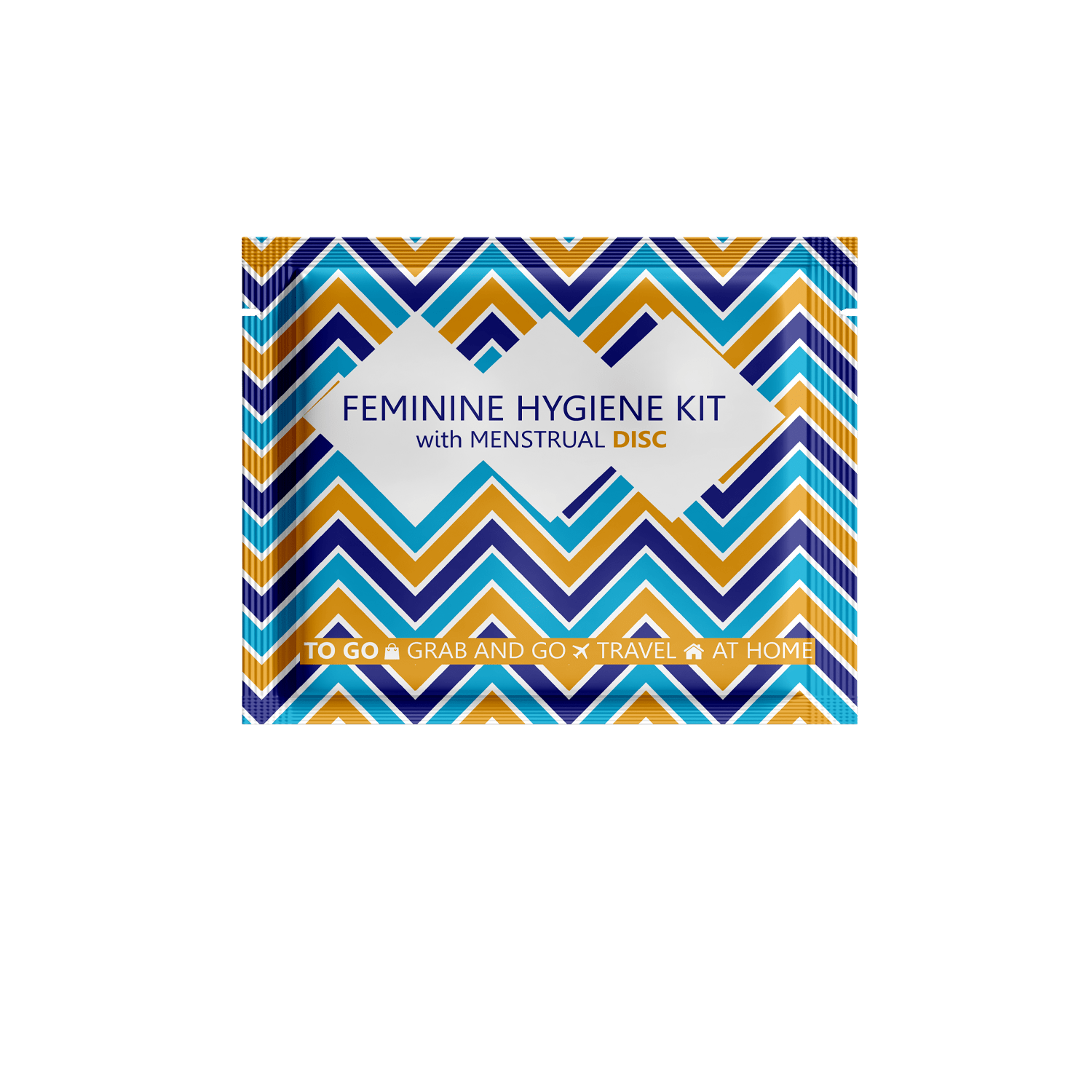 Menstrual Disc Kit packages with bold purple checkered design labeled Feminine Hygiene Kit with Menstrual Disc.