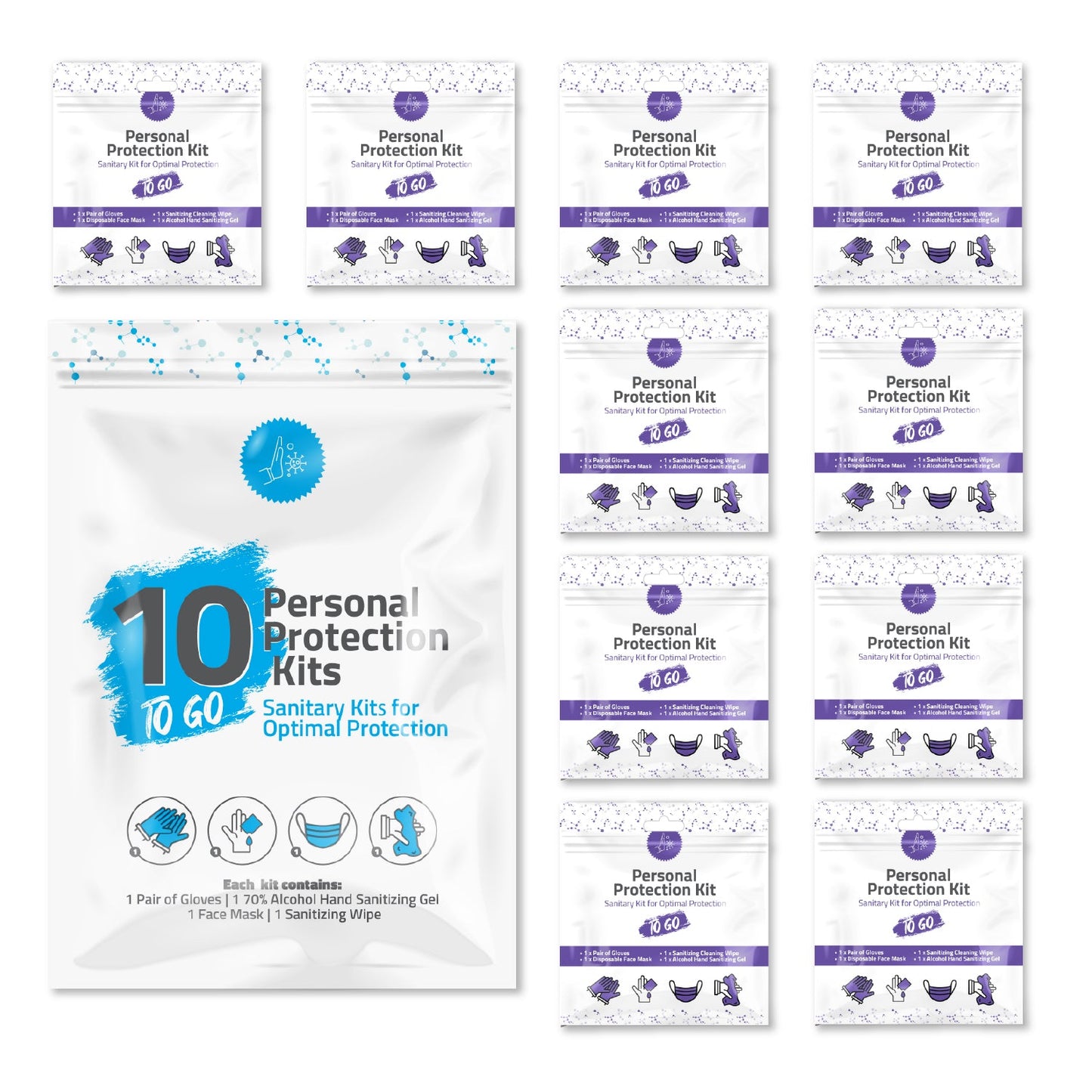 PPE Kit – With Face Mask, Gloves, Alcohol Wipe & Hand Sanitizer Gel