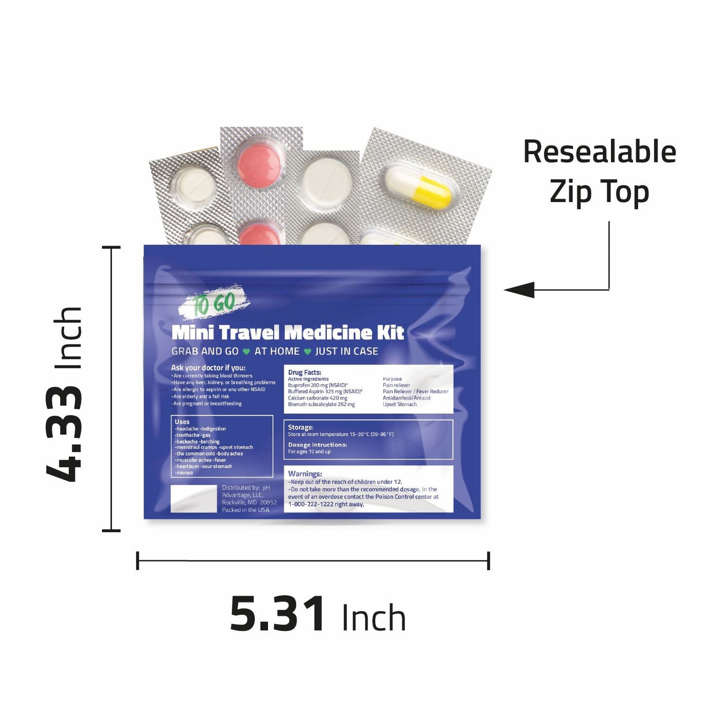 Purple Mini Travel Medicine Kit