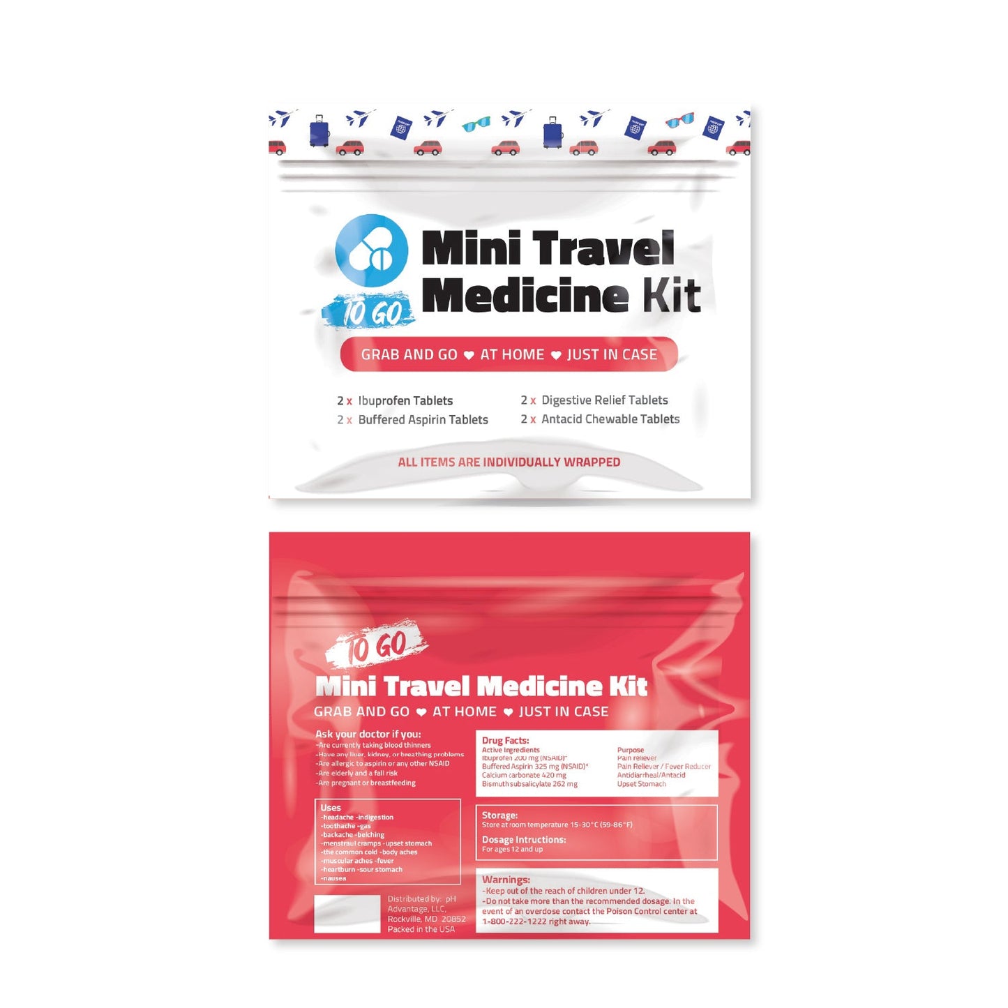 Red Mini Travel Medicine Kit