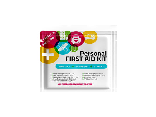 Mini First Aid Kit for travel use, packed with personal care essentials