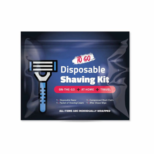 Black Shaving Kit packaging with razor graphic and travel-friendly design