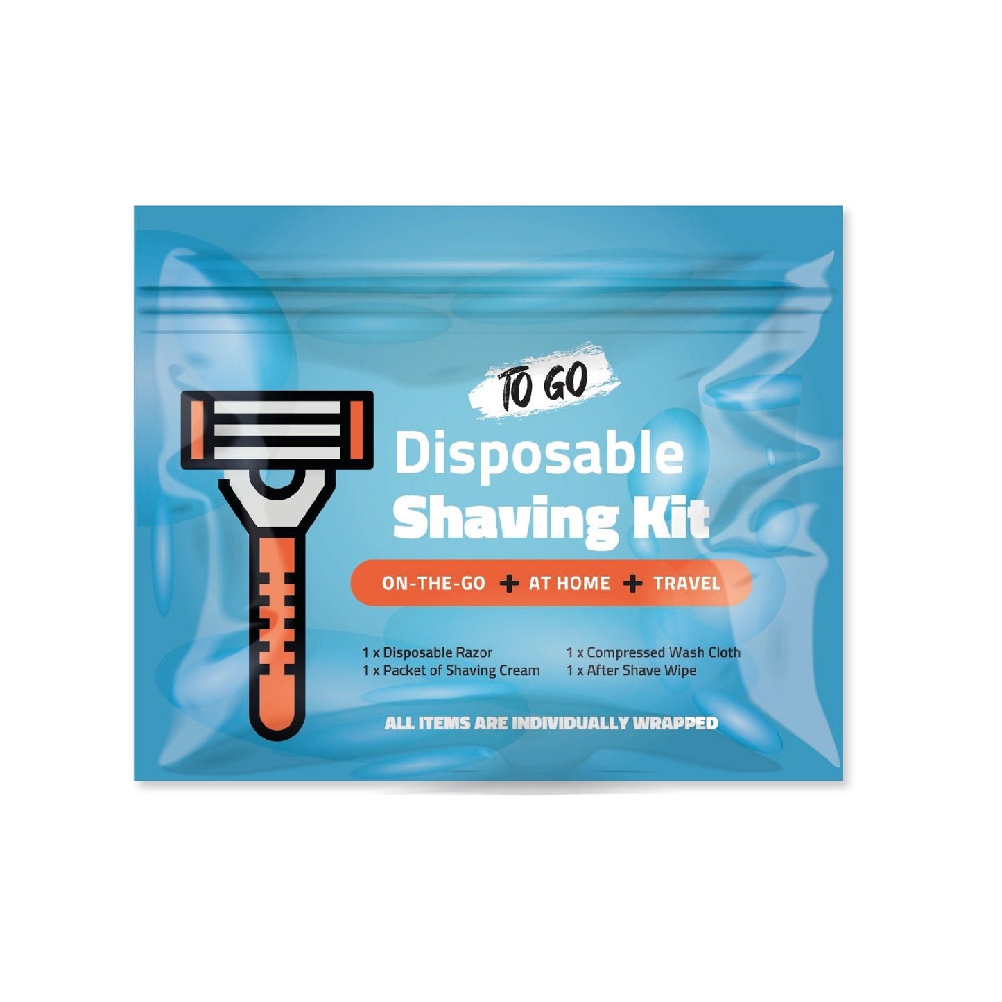 Single Pack – Compact Shaving Kit with Razor, Shaving Cream, Washcloth, and Aftershave Wipe – Travel-Ready Grooming Essentials for Men and Women