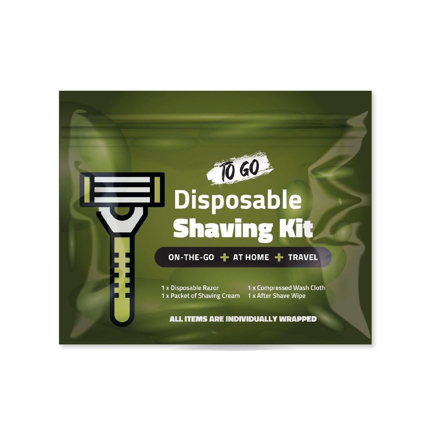 Single Pack – Compact Shaving Kit with Razor, Shaving Cream, Washcloth, and Aftershave Wipe – Travel-Ready Grooming Essentials for Men and Women