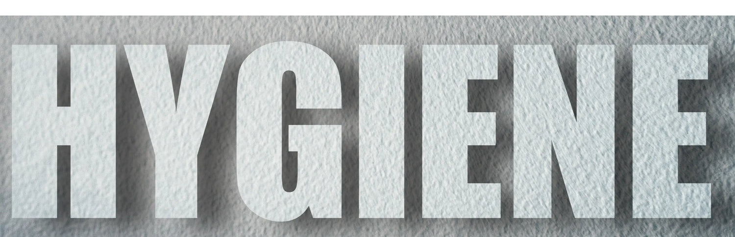 The word “HYGIENE” in large, bold white letters with a textured gray background, creating a clean and modern look.