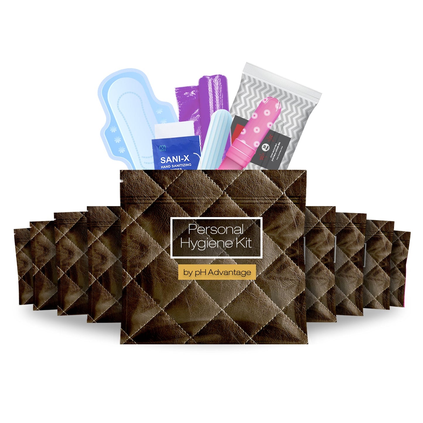 10-Pack Feminine Hygiene Kits – Tampon, Pad, Wipes & Hand Wipe