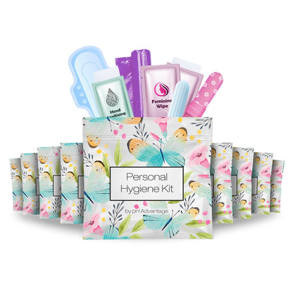 10-Pack Feminine Hygiene Kits – Tampon, Pad, Wipes & Hand Wipe