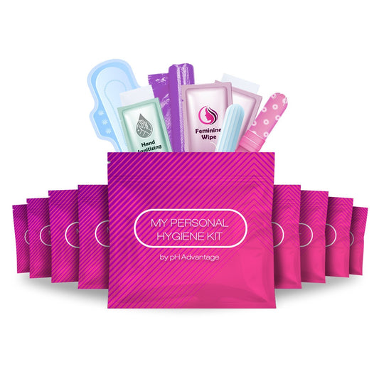 10-Pack Feminine Hygiene Kits – Tampon, Pad, Wipes & Hand Wipe