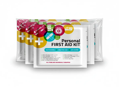Five Mini First Aid Kit for travel use, packed with personal care essentials