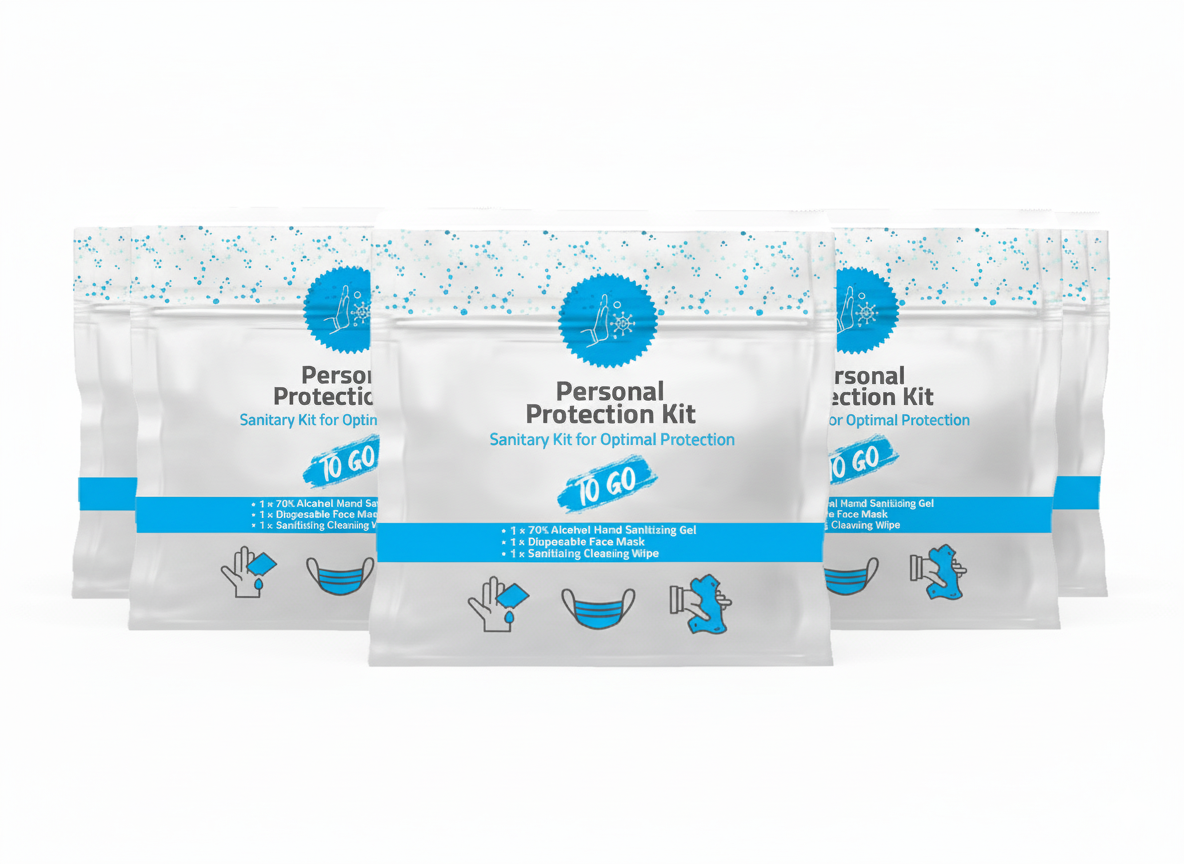 PPE Kit – With Face Mask, Hand Sanitizer & Alcohol Wipes
