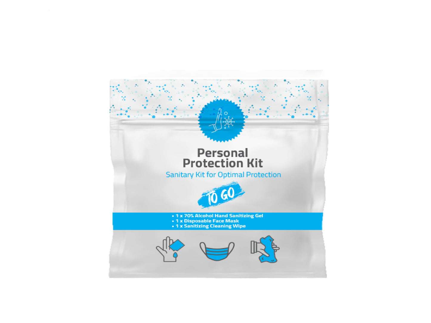 PPE Kit – With Face Mask, Hand Sanitizer & Alcohol Wipes