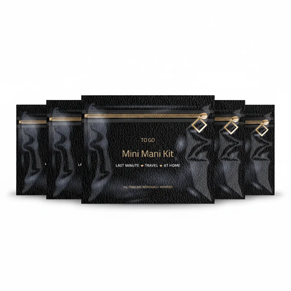 Five-pack of Black Mini Manicure Kits showing elegant matte black design — great for group events, resale, or travel bundles.