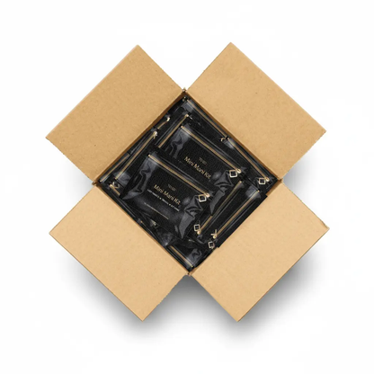 Case of Black Mini Manicure Kits showing elegant matte black design — great for group events, resale, or travel bundles.