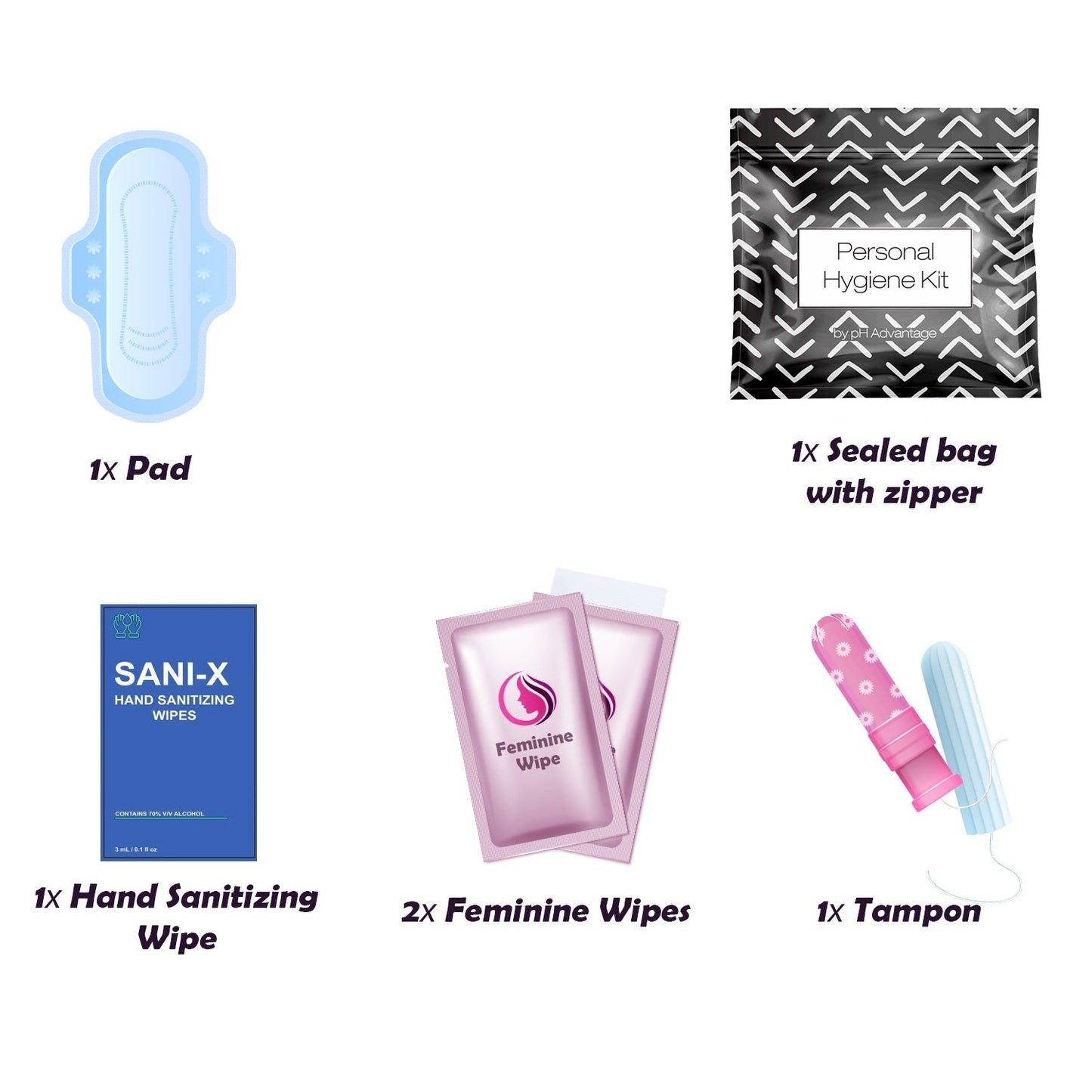 Black Treads Feminine Hygiene Kit