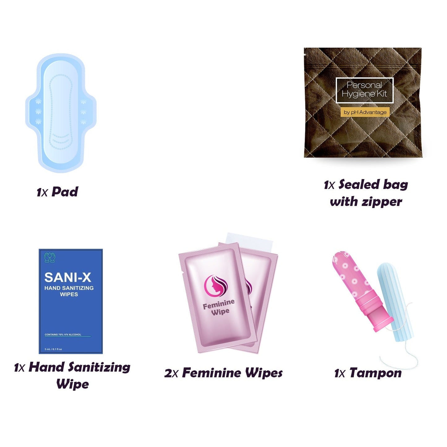 Dark Leather Feminine Hygiene Kit