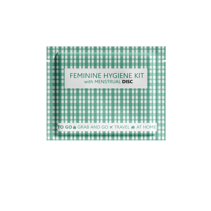 Menstrual Disc Kit with Pad, Wipes & Hand Sanitizer – Compact Period Essentials On the Go (Green Plaid)