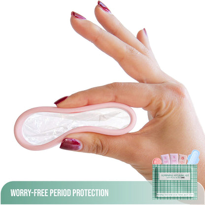 Menstrual Disc Kit with Pad, Wipes & Hand Sanitizer – Compact Period Essentials On the Go (Green Plaid)