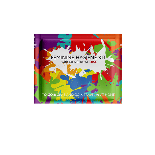 Menstrual Disc Kit with Pad, Wipes & Hand Sanitizer – Compact Period Essentials On the Go (Paint Splash)