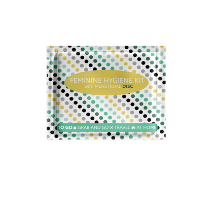 Menstrual Disc Kit with Pad, Wipes & Hand Sanitizer – Compact Period Essentials On the Go (Polka Dots)