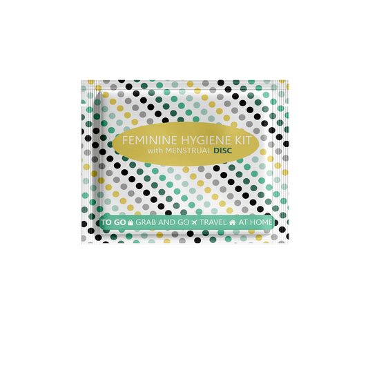 Menstrual Disc Kit with Pad, Wipes & Hand Sanitizer – Compact Period Essentials On the Go (Polka Dots)