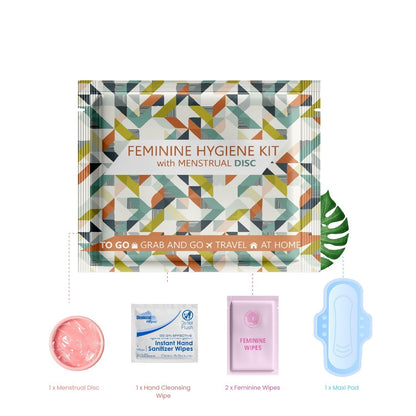 Menstrual Disc Kit with Pad, Wipes & Hand Sanitizer – Compact Period Essentials On the Go (Tan)