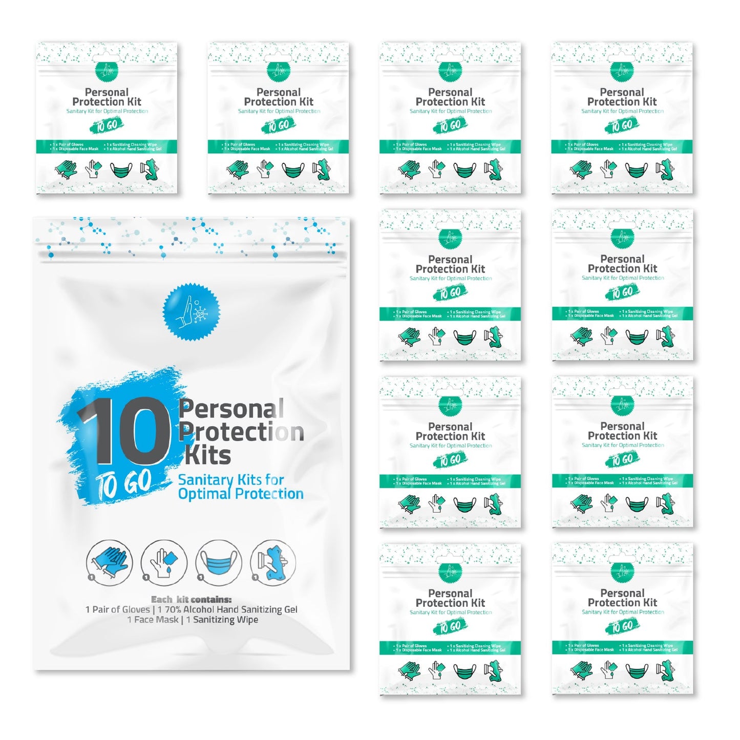 PPE Kit – With Face Mask, Gloves, Alcohol Wipe & Hand Sanitizer Gel