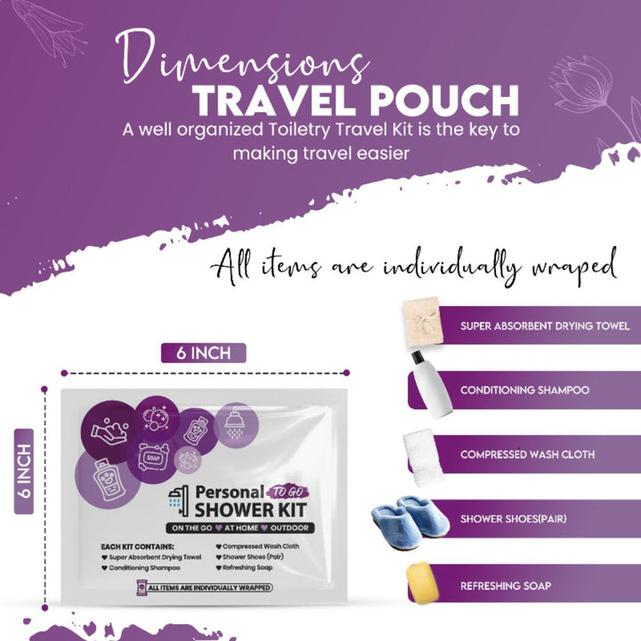 Compact Personal Shower Kit To-Go– Your Hygiene Companion for Travel, Gym, and Outdoor Adventures - Purple