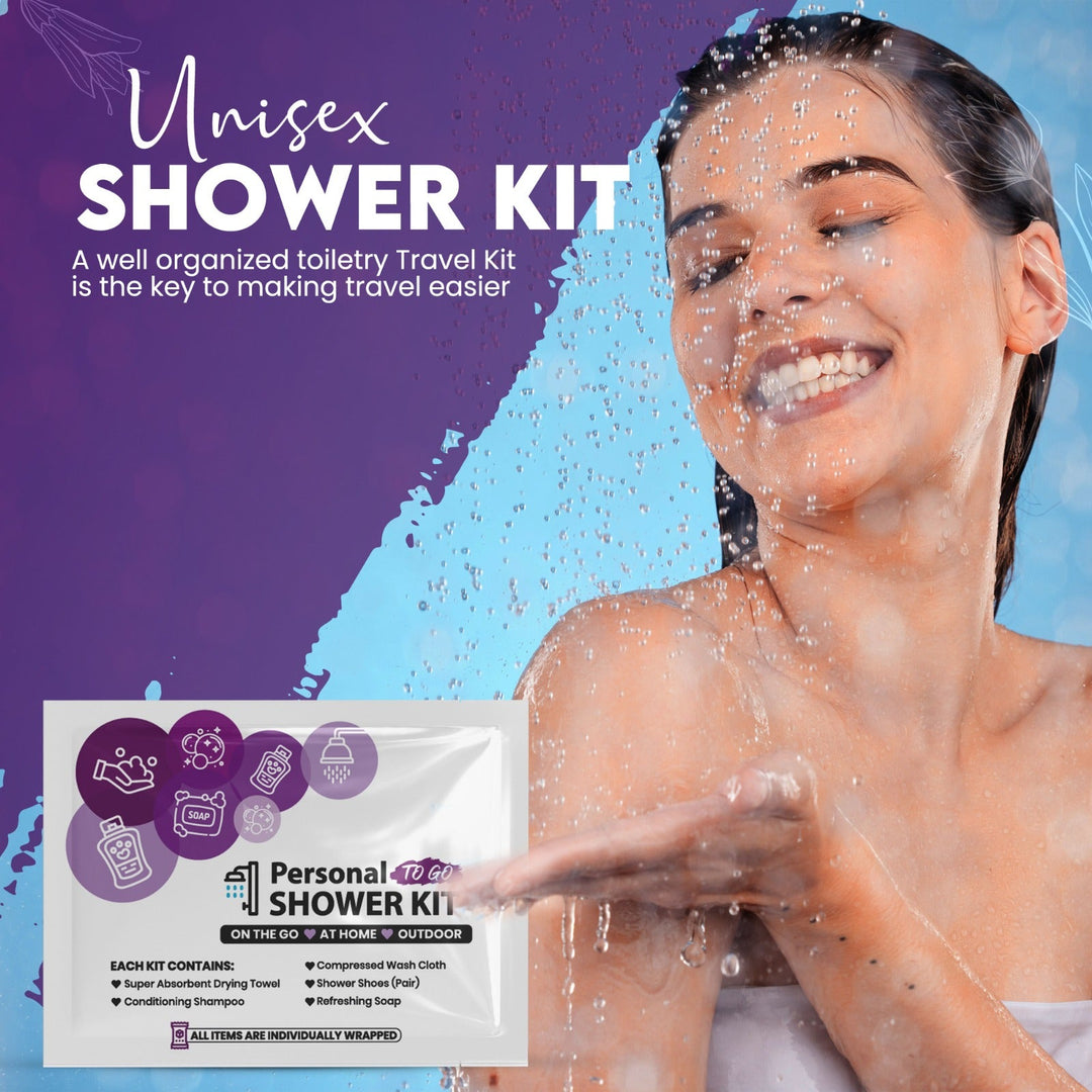 Compact Personal Shower Kit To-Go– Your Hygiene Companion for Travel, Gym, and Outdoor Adventures - Purple