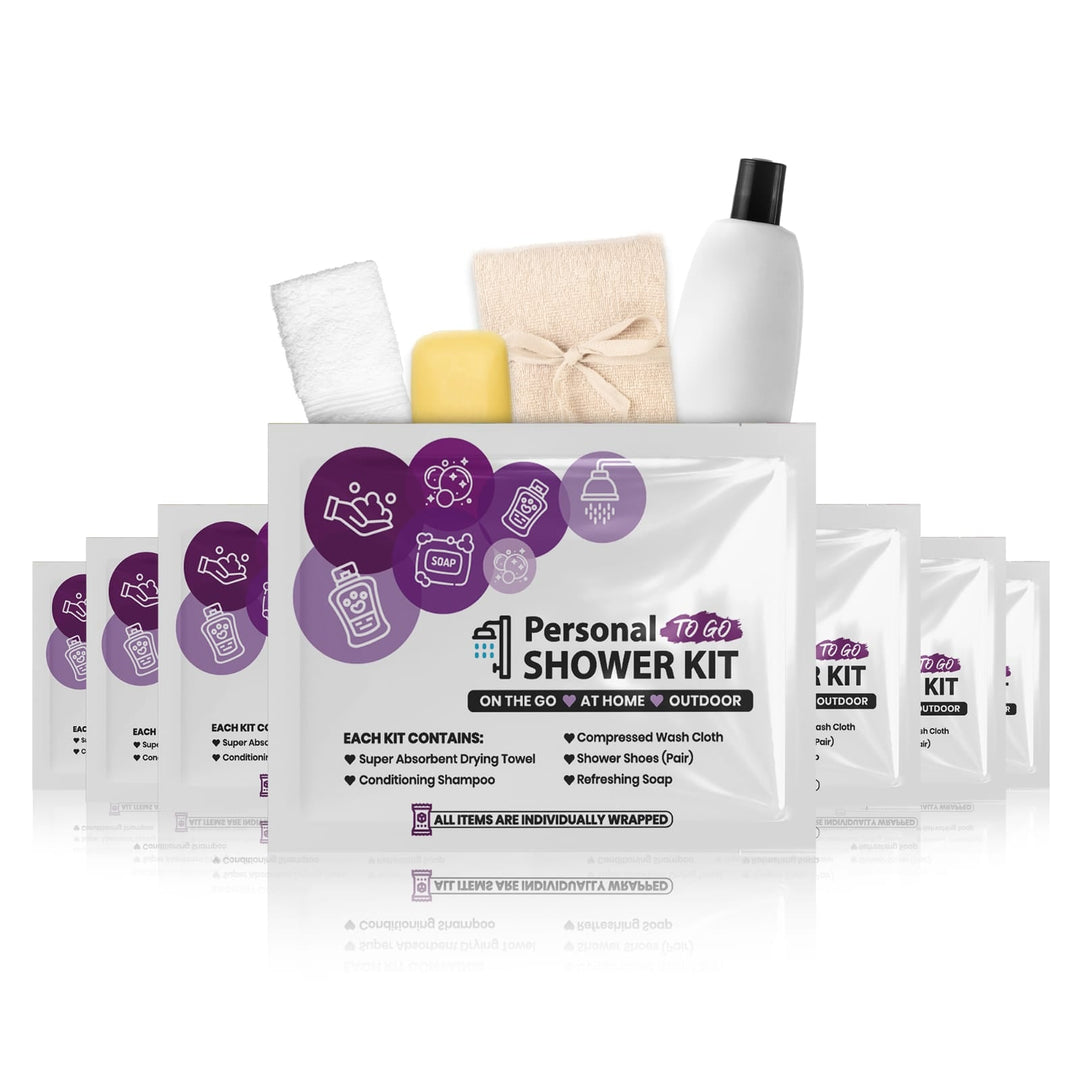 Compact Personal Shower Kit To-Go– Your Hygiene Companion for Travel, Gym, and Outdoor Adventures - Purple