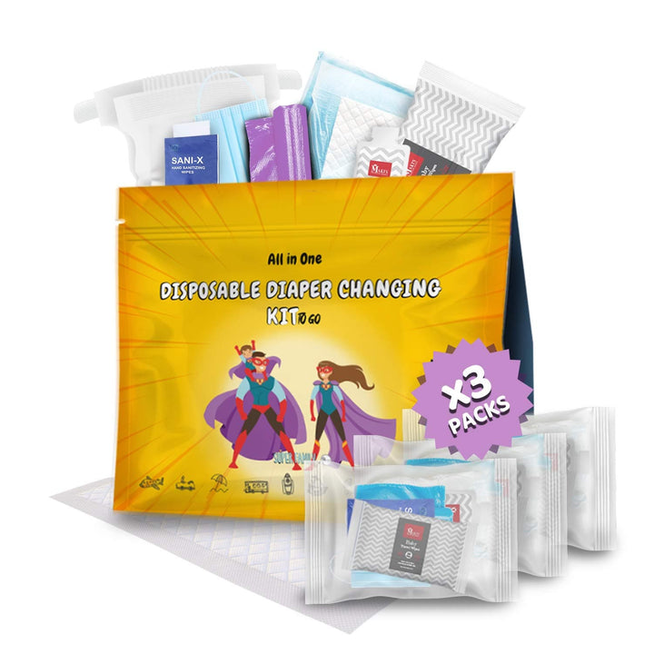 Disposable Diaper Changing Kit To Go - 3 Pack Kit U Safe