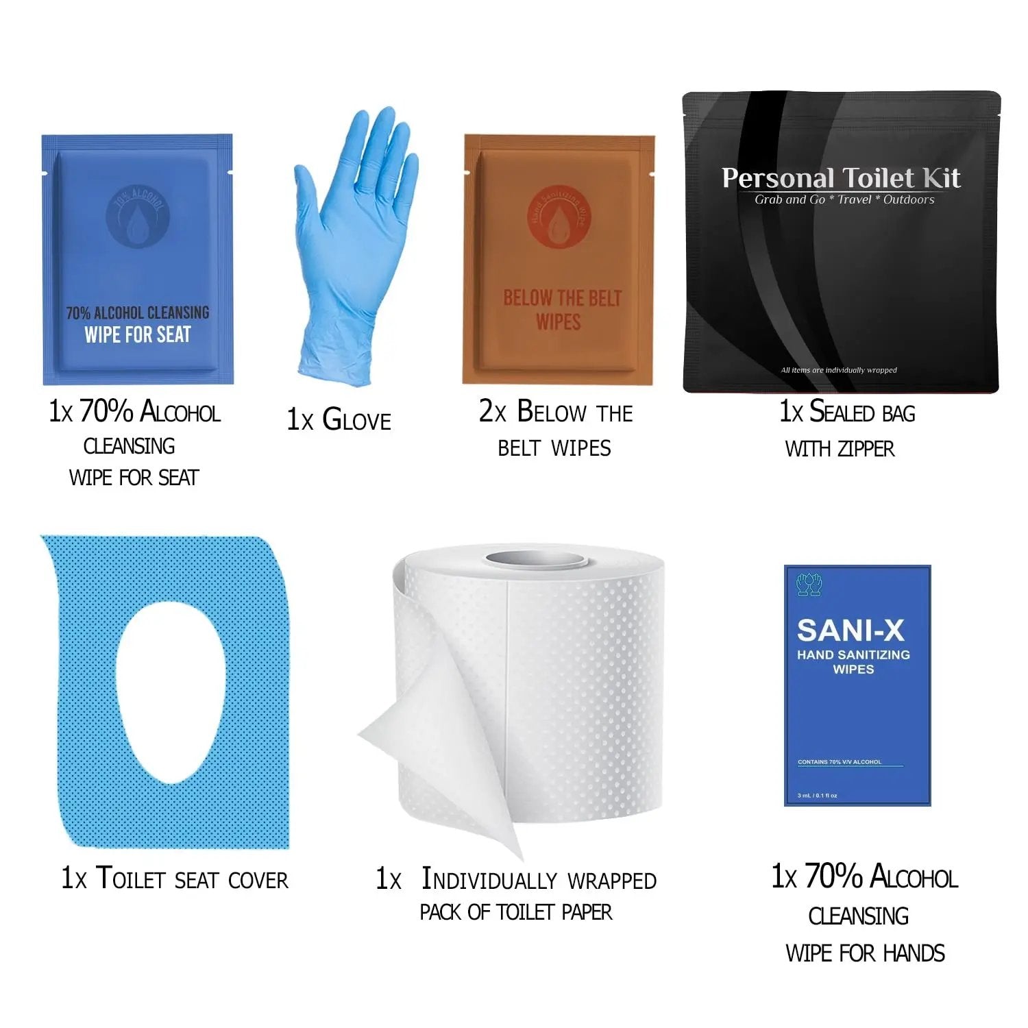 10Pack Black Personal Toilet Kits Kitusafe Kit U Safe