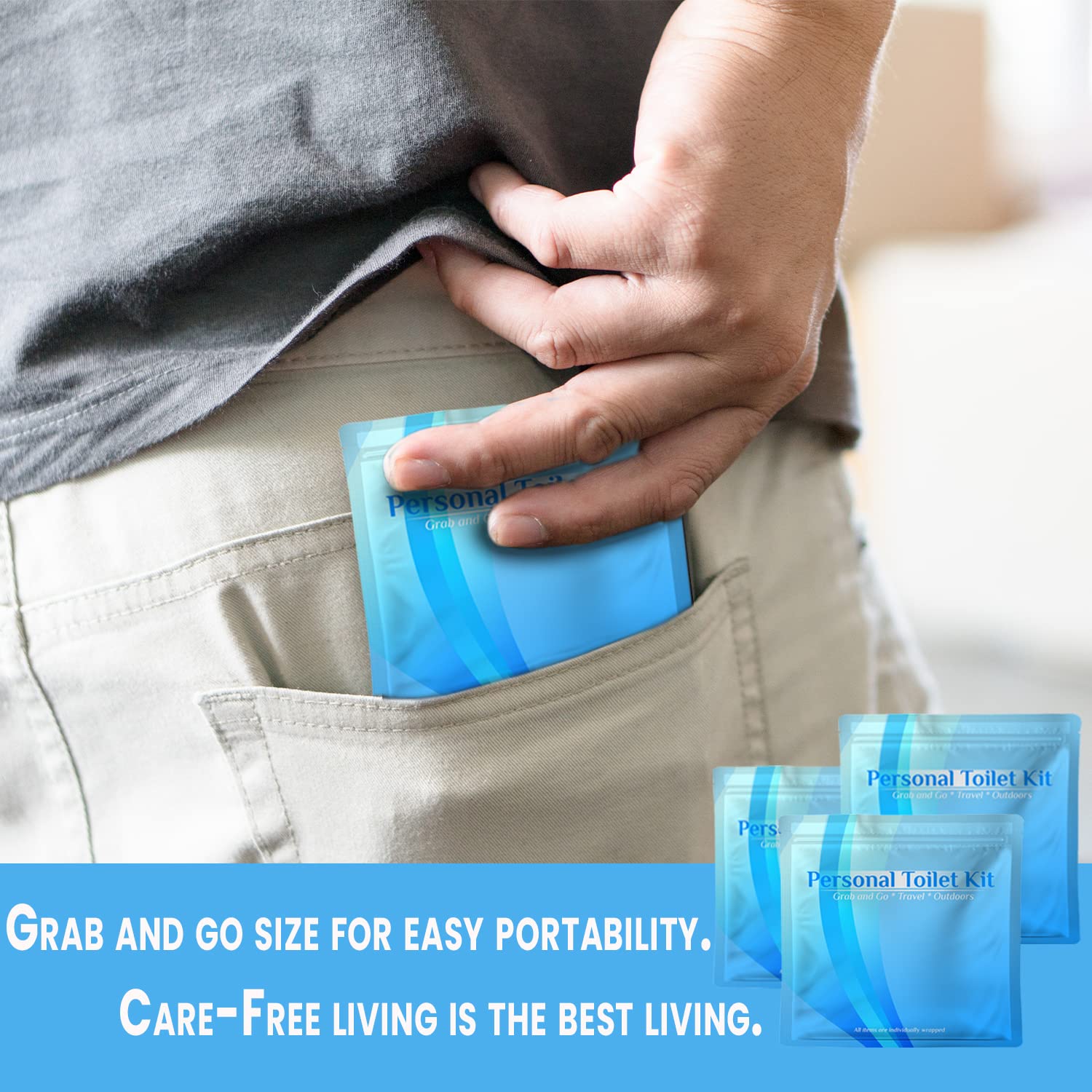 10Pack Blue Personal Toilet Kits Hygienic Restroom Kit U Safe