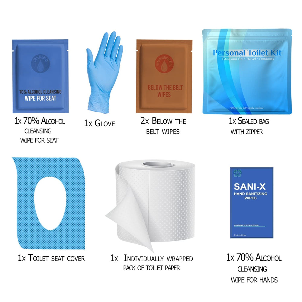 Personal Toilet Kit - 10 Pack - Blue Edition Kit U Safe