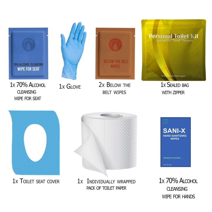 Personal Toilet Kit - 10 Pack - Gold Edition Kit U Safe