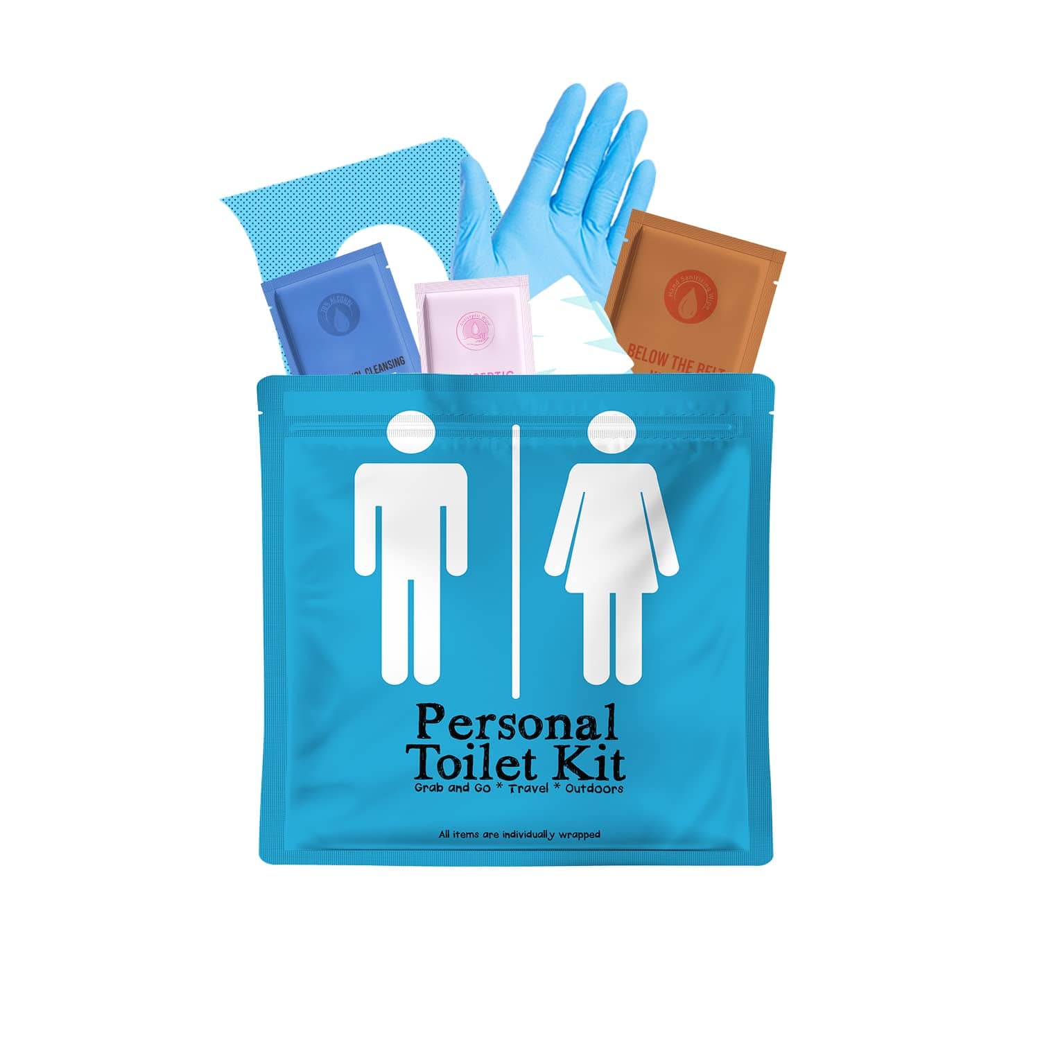 10Pack Light Blue Personal Toilet Kits Kitusafe Kit U Safe