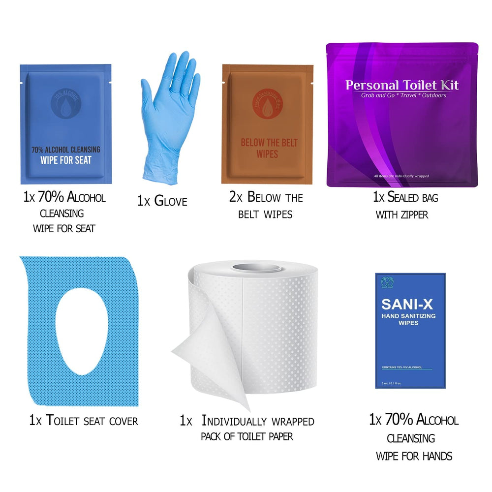 Personal Toilet Kit - 10 Pack - Purple Edition Kit U Safe