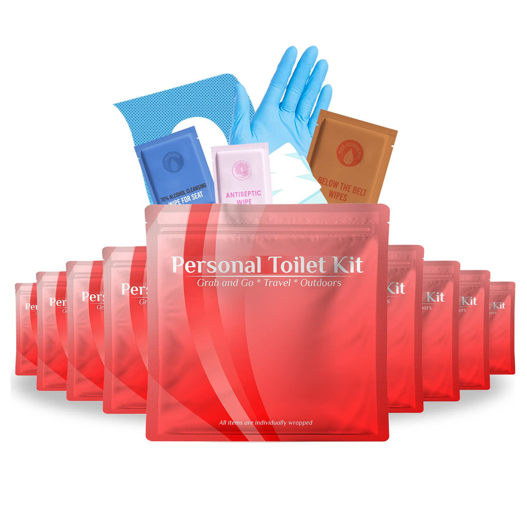 Personal Toilet Kit - 10 Pack - Red Edition Kit U Safe